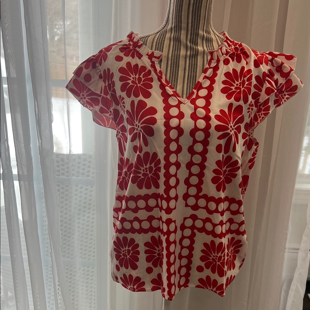 SHEIN Red Floral Blouse
